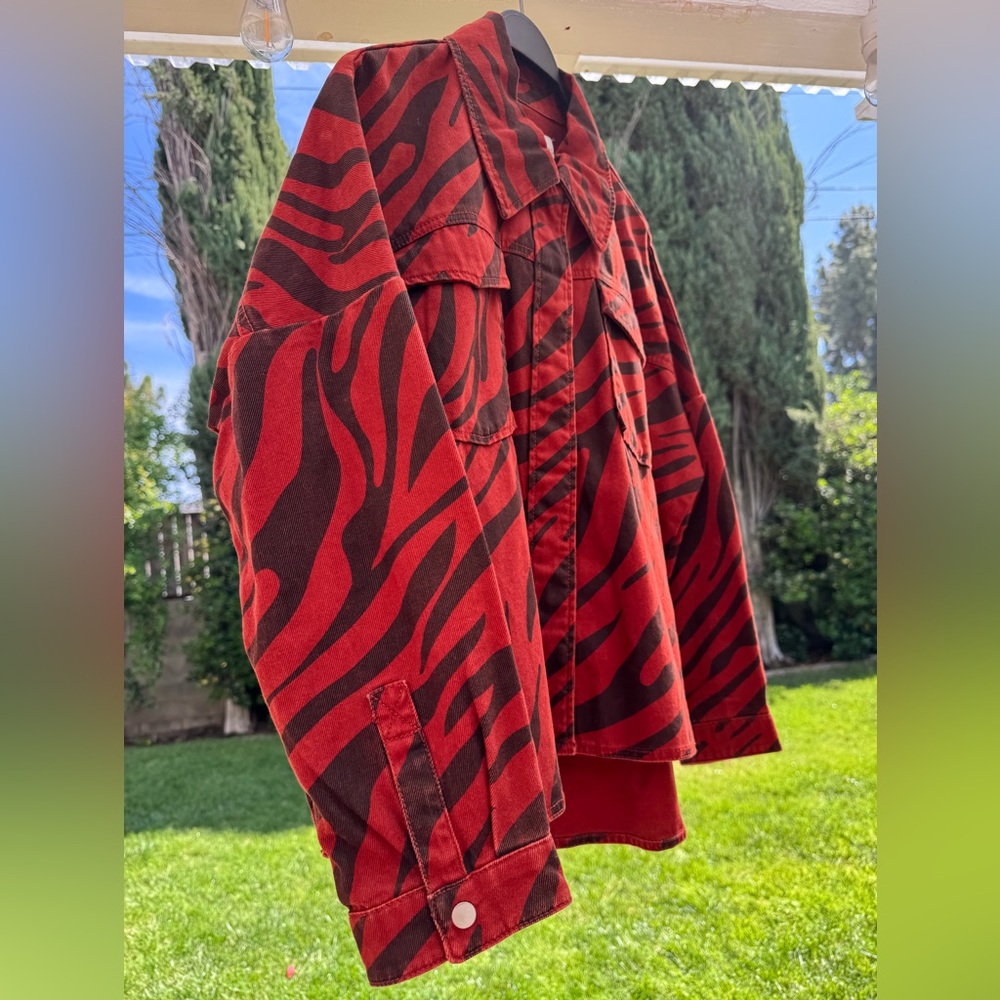 Red & Black Zebra Print Oversized Jacket